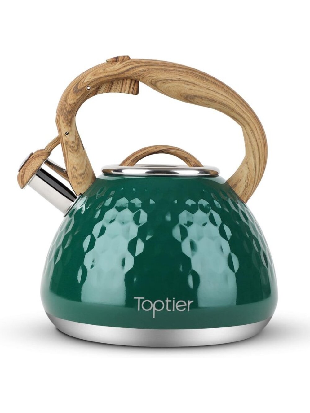 Green Kitchen Whistling Tea Kettle 2.7QT Stainless Steel Diamond Design Stovetop